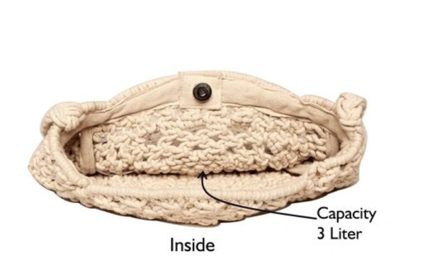 ASTRID Round White Macrame Sling Bag - Free Size, White, Macrame, Pack of1, Round